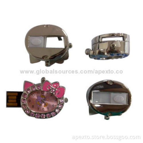 Jewelry USB Flash Drives with 1GB Up to 32GB Memory Capacity, OEM and ODM Orders Welcomed
